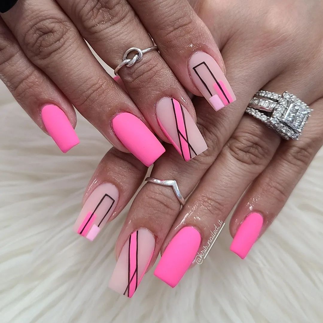 matte pink nails