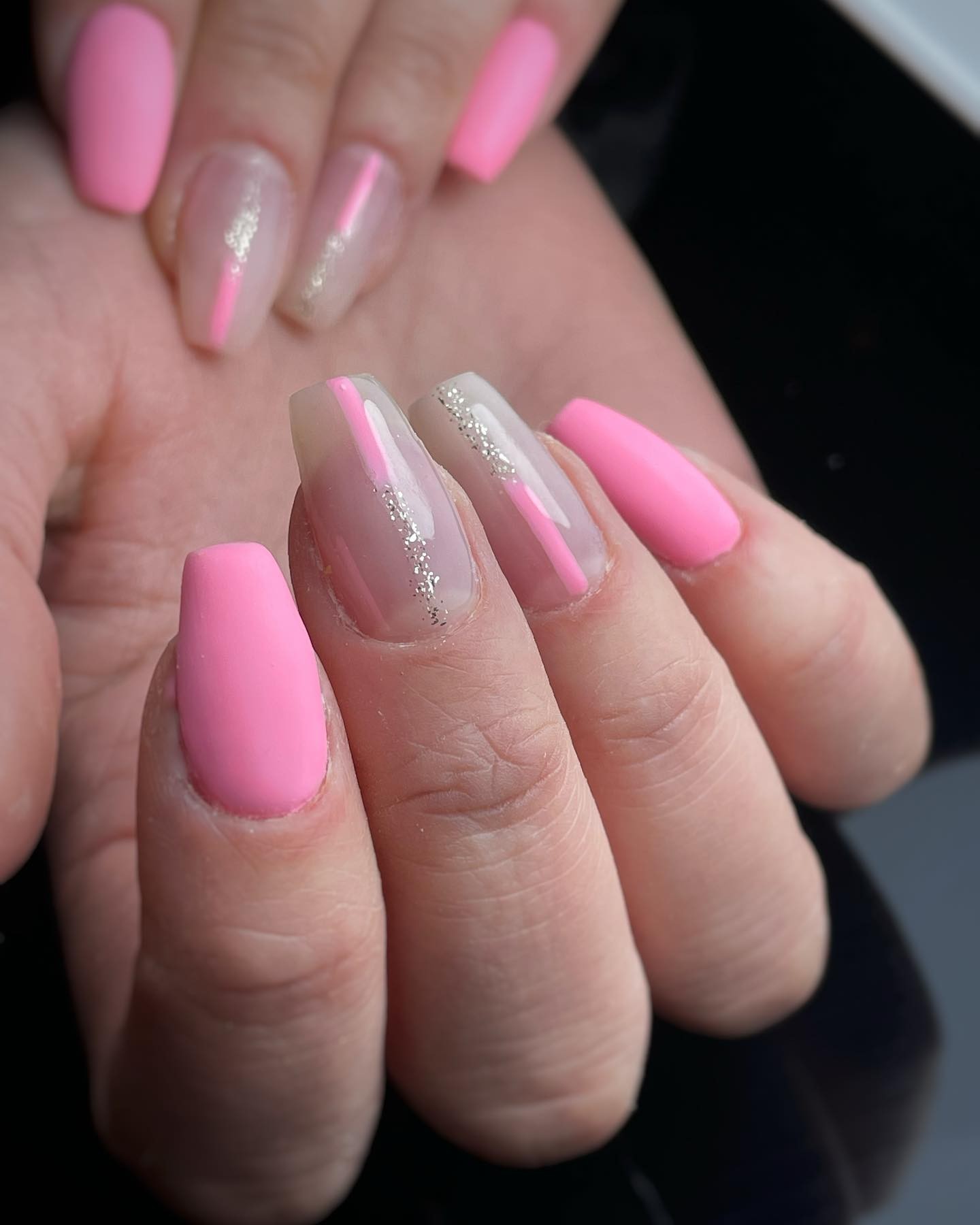 matte pink nails