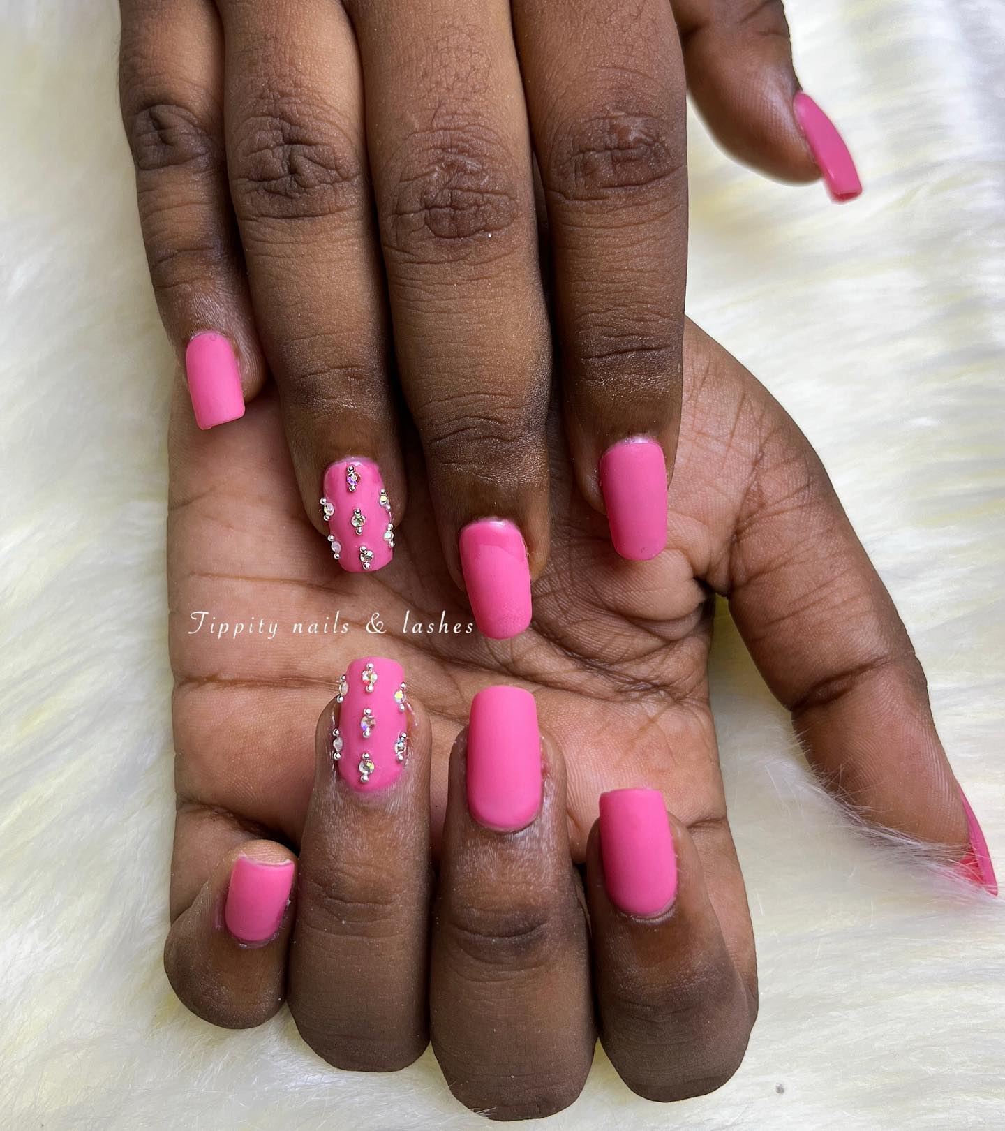 matte pink nails