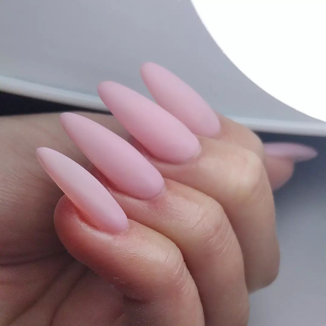 matte pink nails