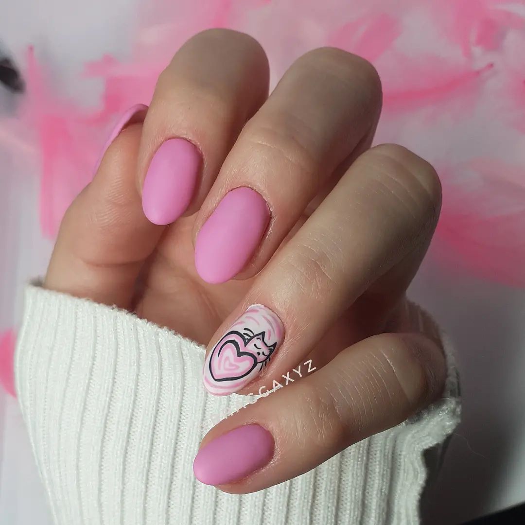 matte pink nails