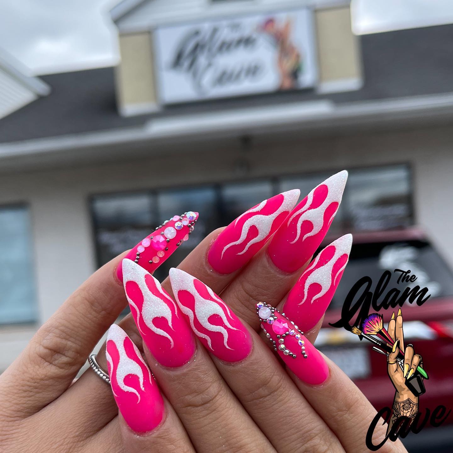 matte pink nails