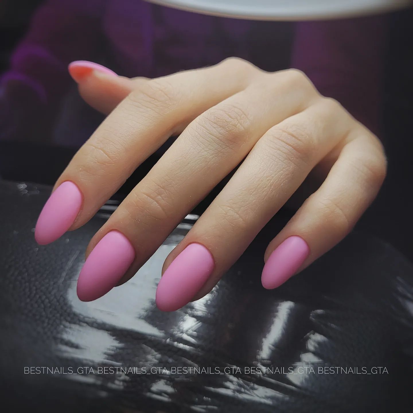 matte pink nails