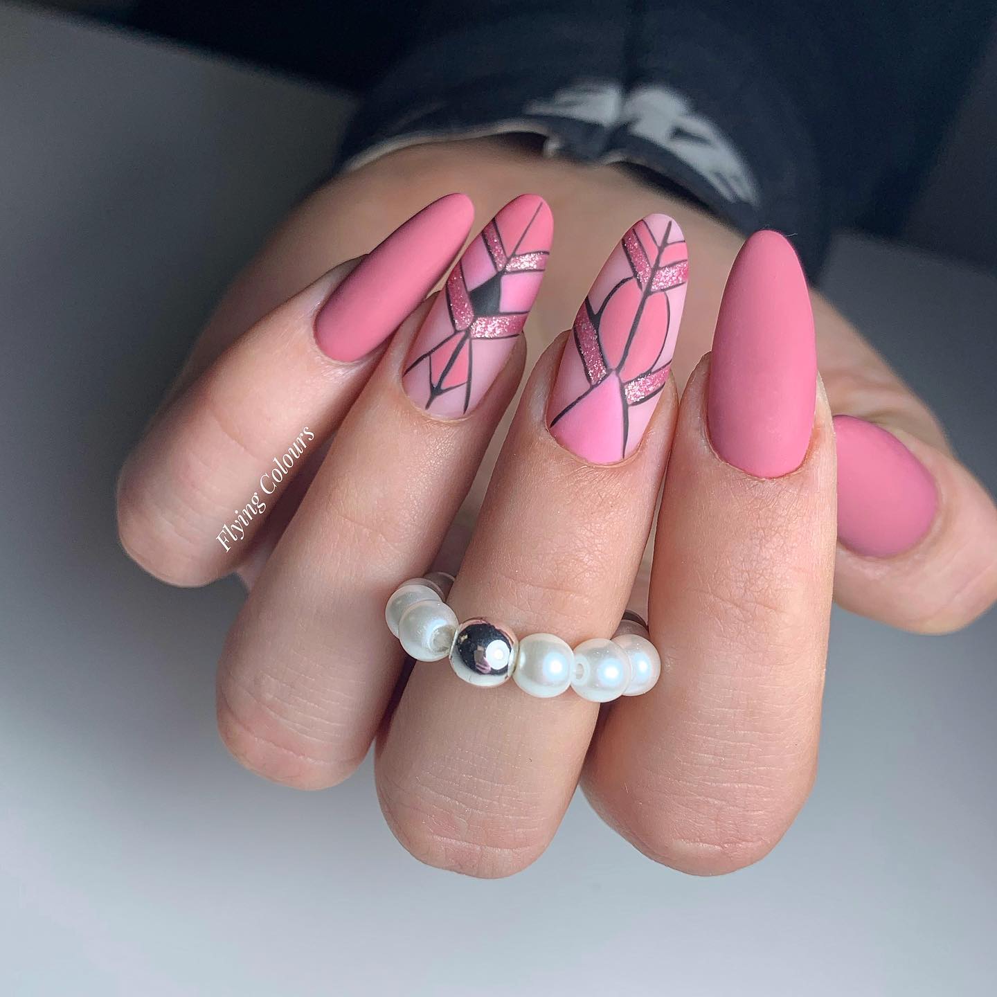 matte pink nails