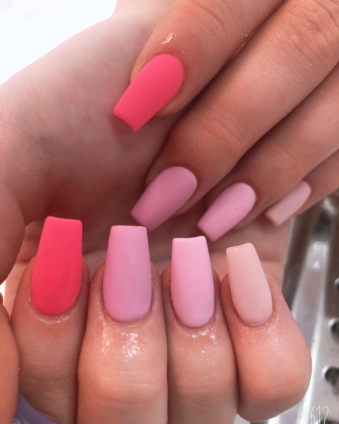 matte pink nails