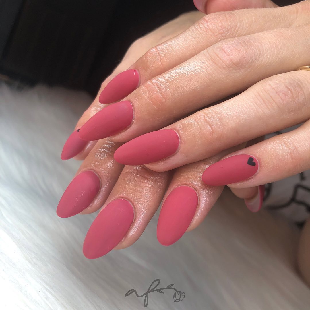 matte pink nails