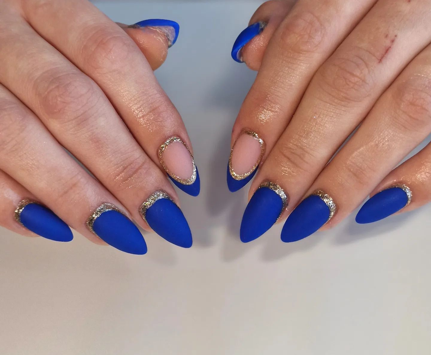 Navy Blue and Gold Nails