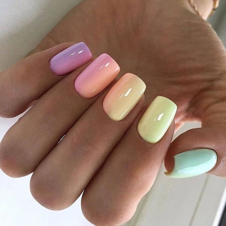 pastel rainbow nails