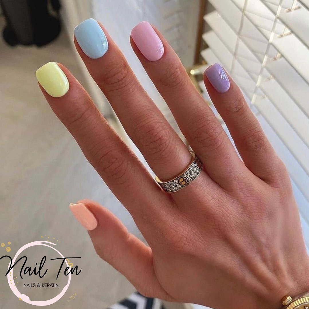 pastel rainbow nails