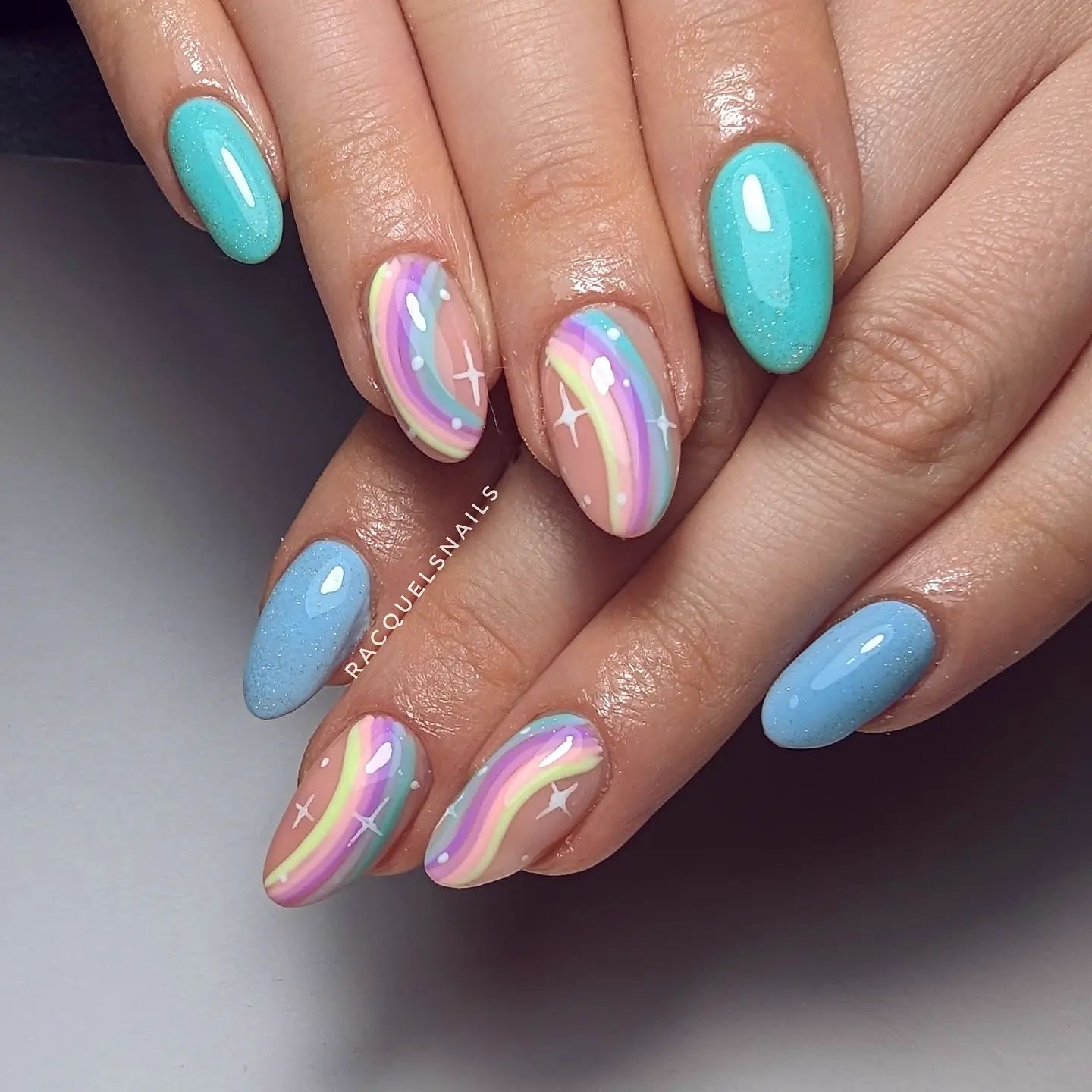 pastel rainbow nails