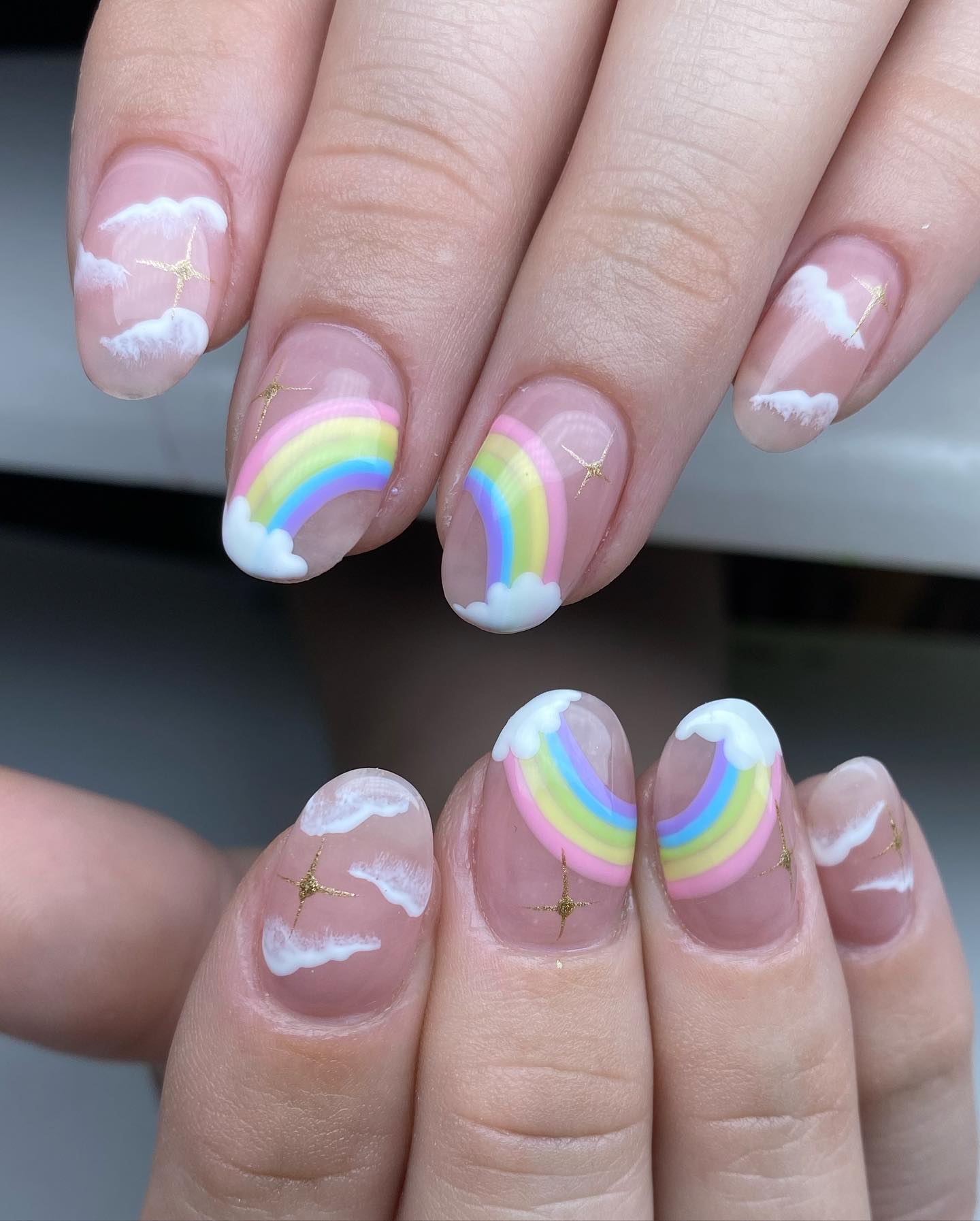 pastel rainbow nails