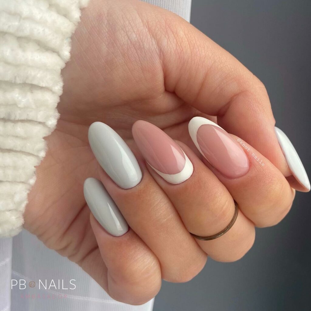 tan and white nails