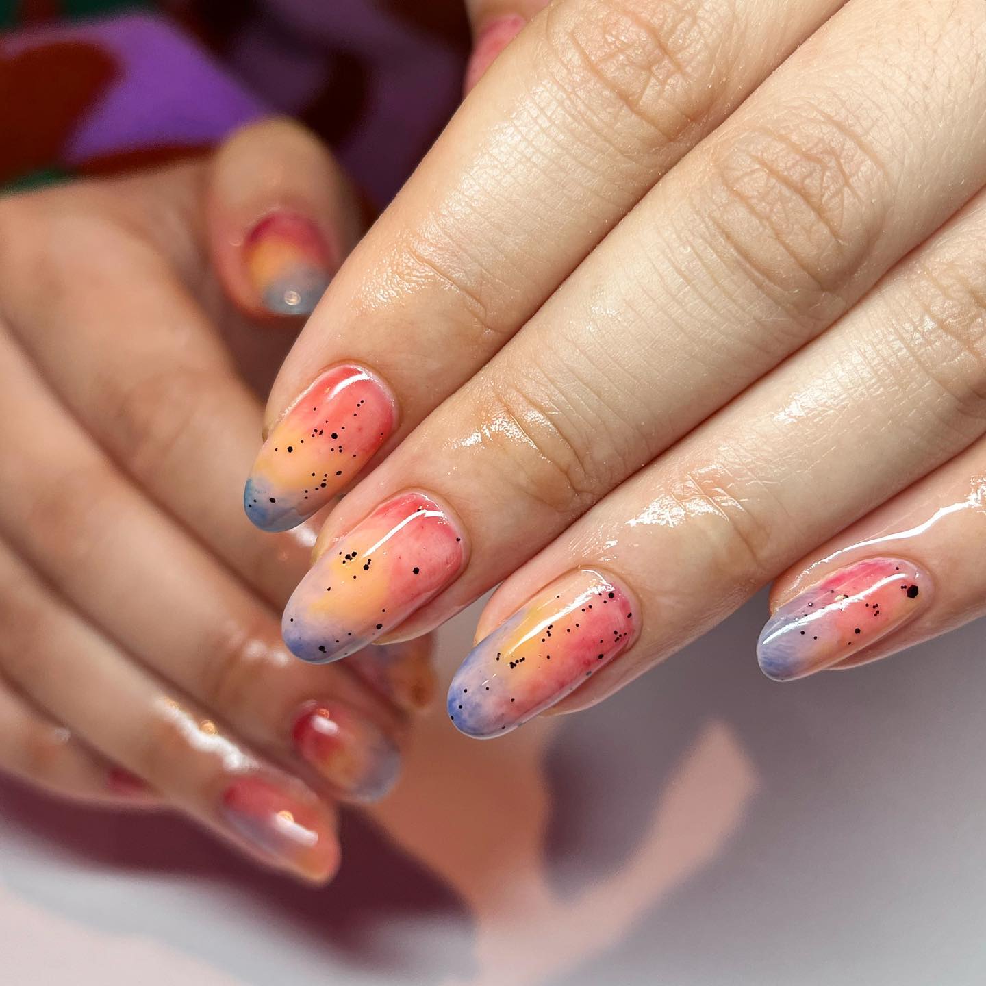 sunset ombre nails