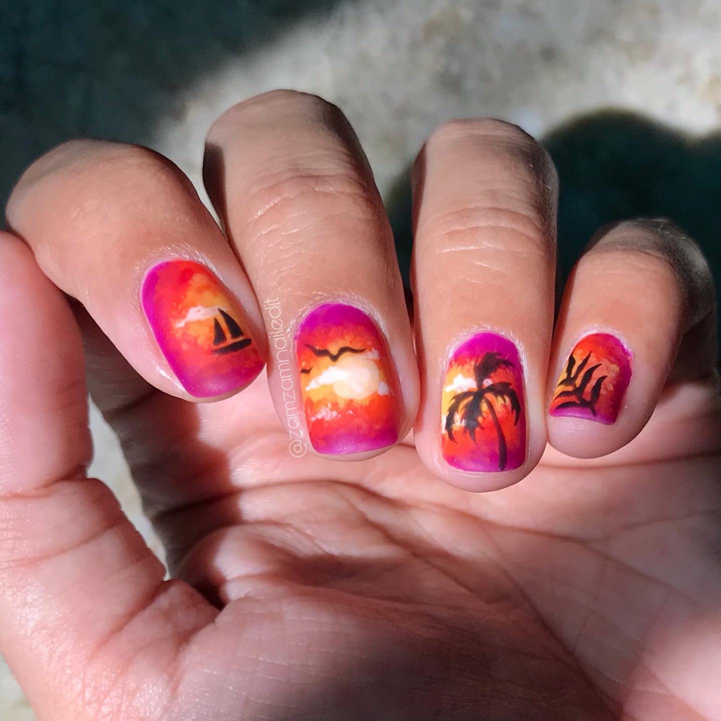 sunset ombre nails