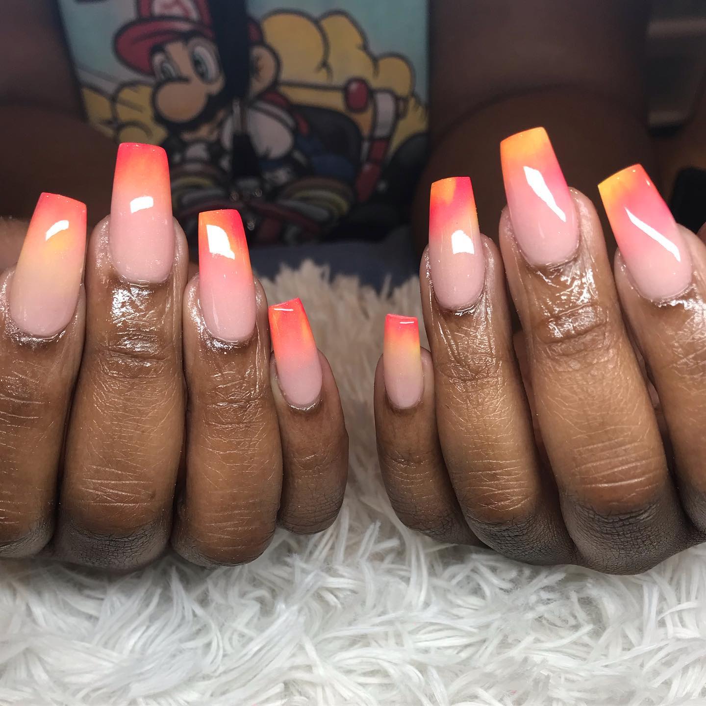 sunset ombre nails