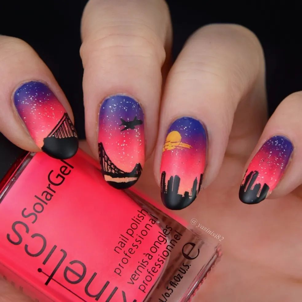 sunset ombre nails