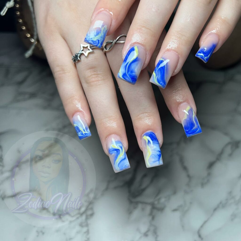 Blue Marble Nail Designs