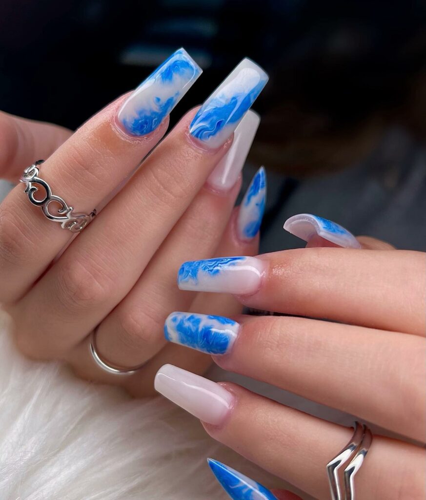 Blue Marble Nail Designs