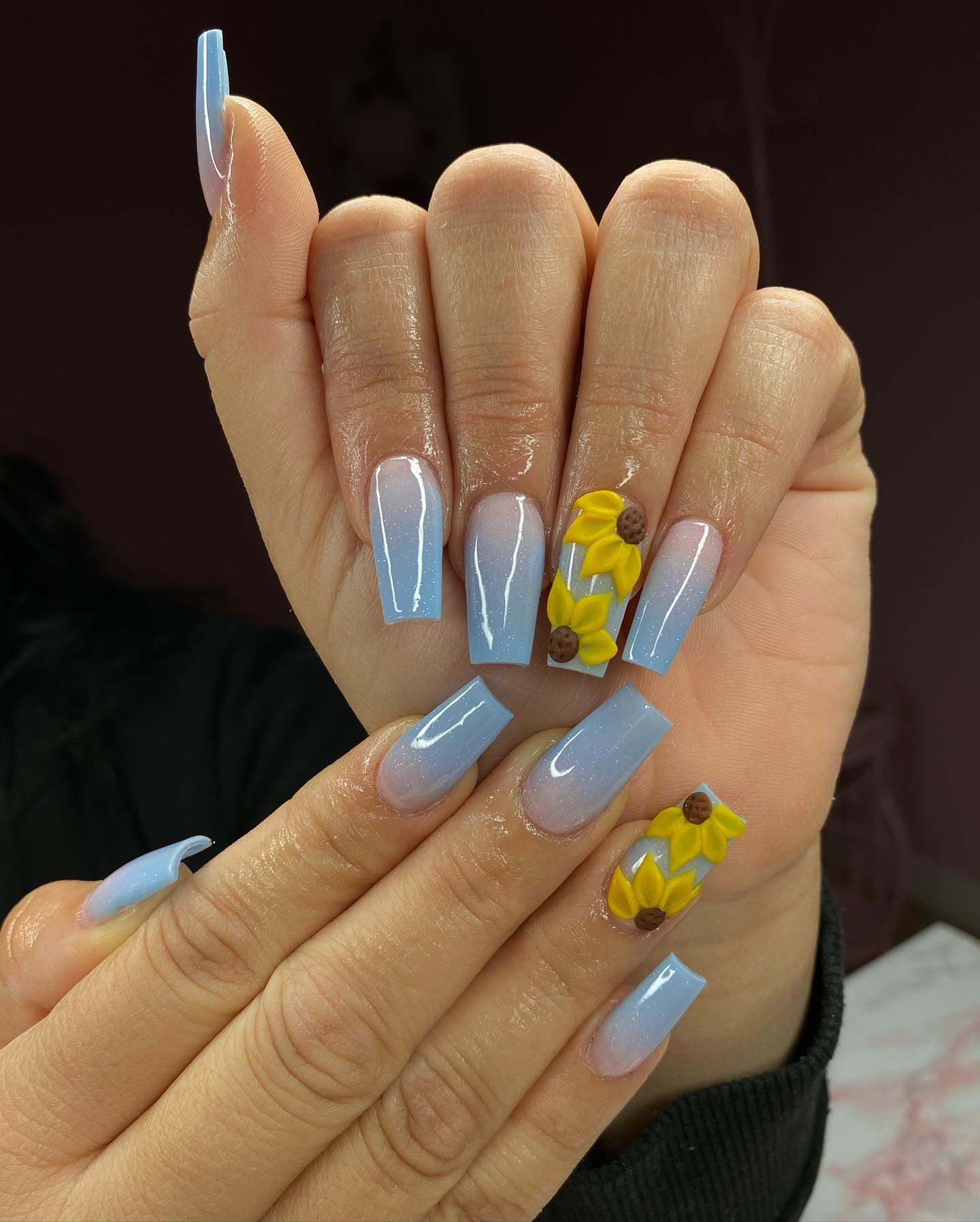 Coffin Sunflower Nails