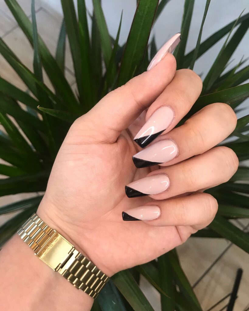 Diagonal French Tip Nails