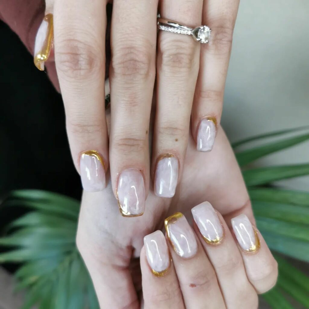 Gold Marble Nails