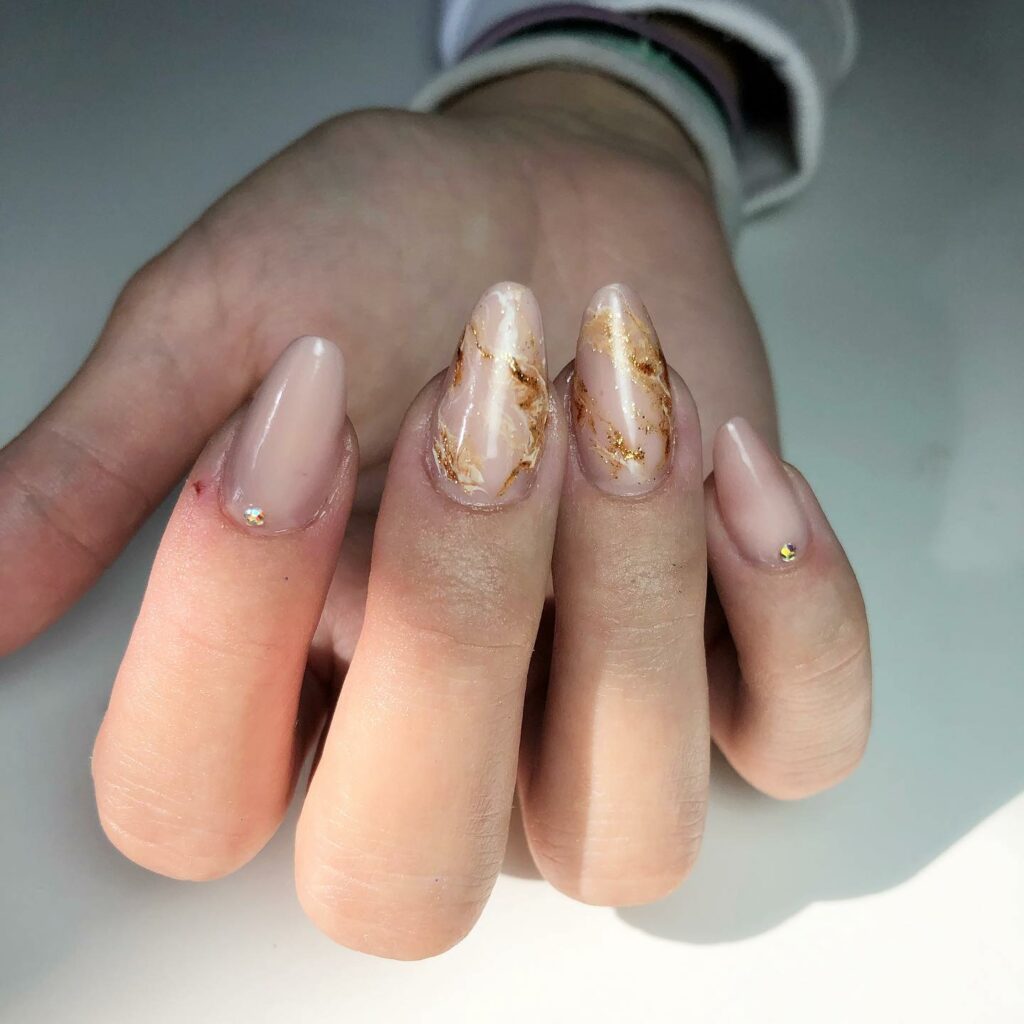 Gold Marble Nails