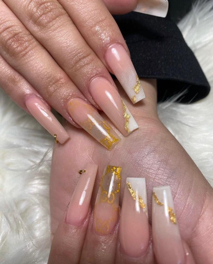 Gold Marble Nails