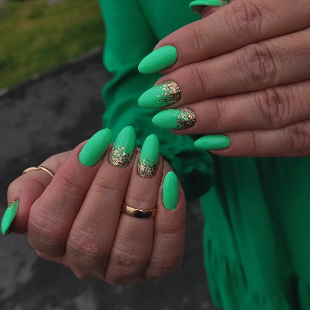 Green Glitter Nails