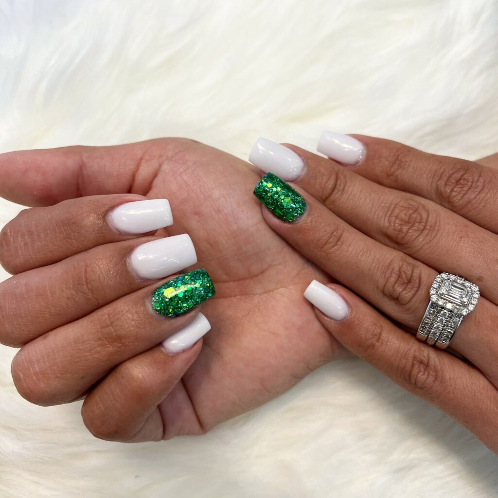 Green Glitter Nails