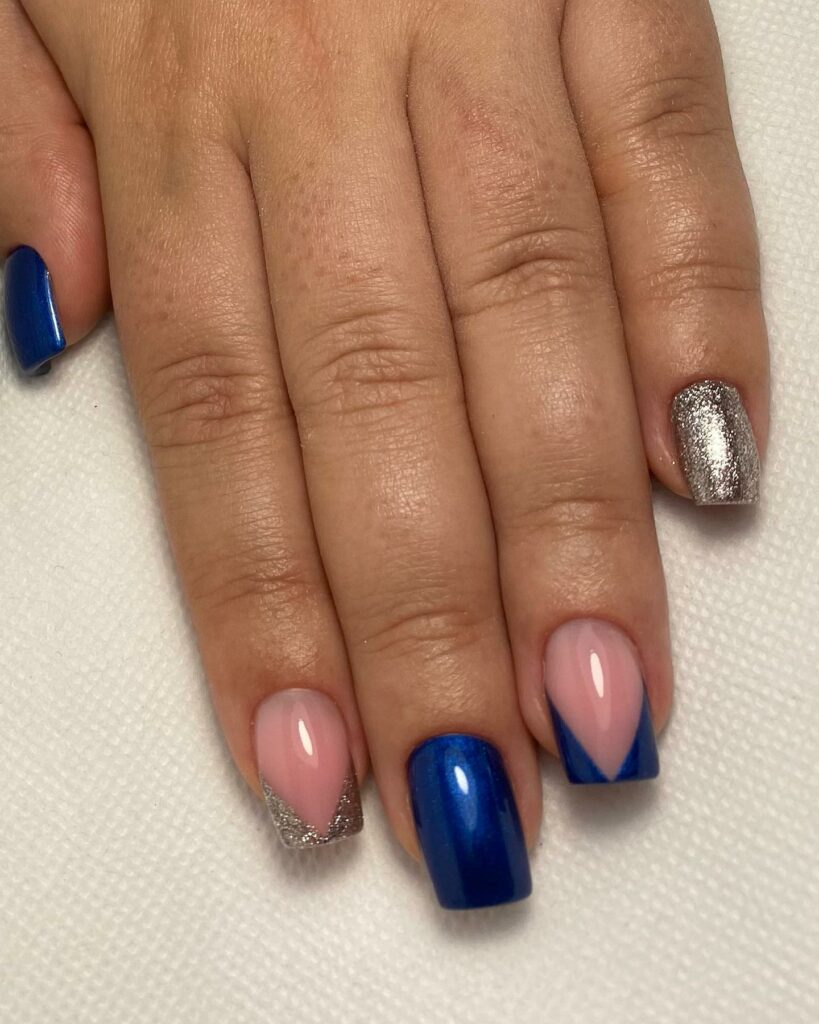Navy Blue and Silver Nails by infinitebeauty_by_melindafeyos