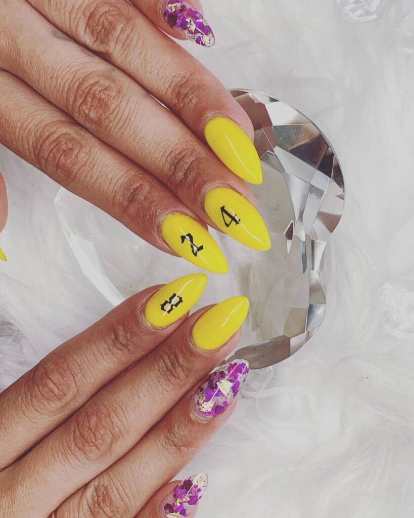 Purple and Yellow Nail Designs