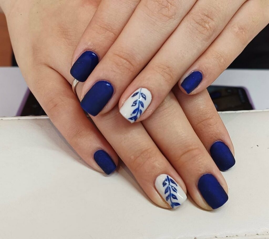 Matte Navy Blue Nails