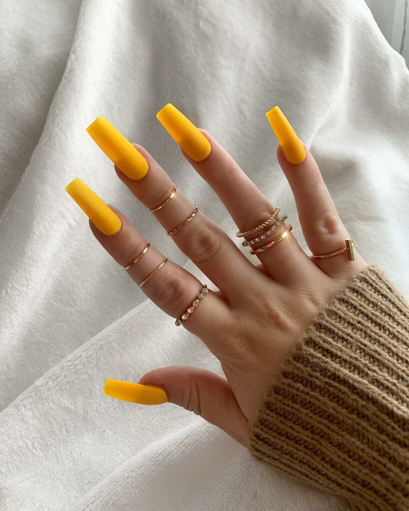 Matte Yellow Nails