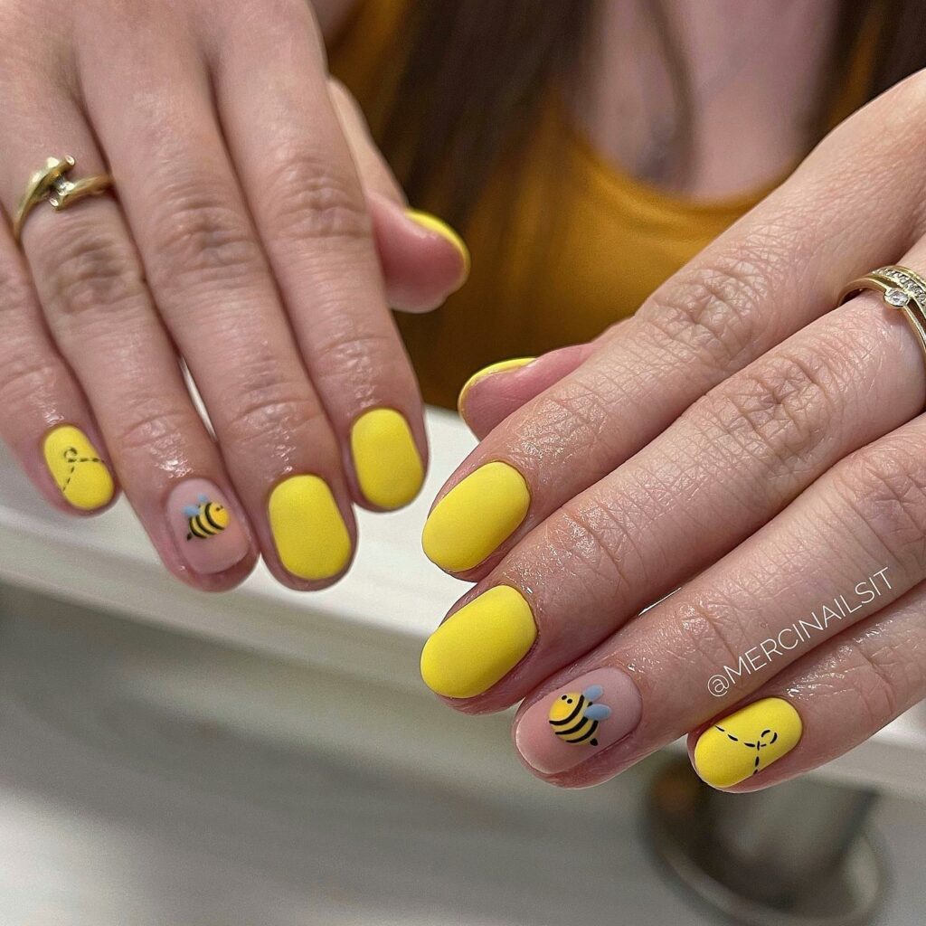 Matte Yellow Nails