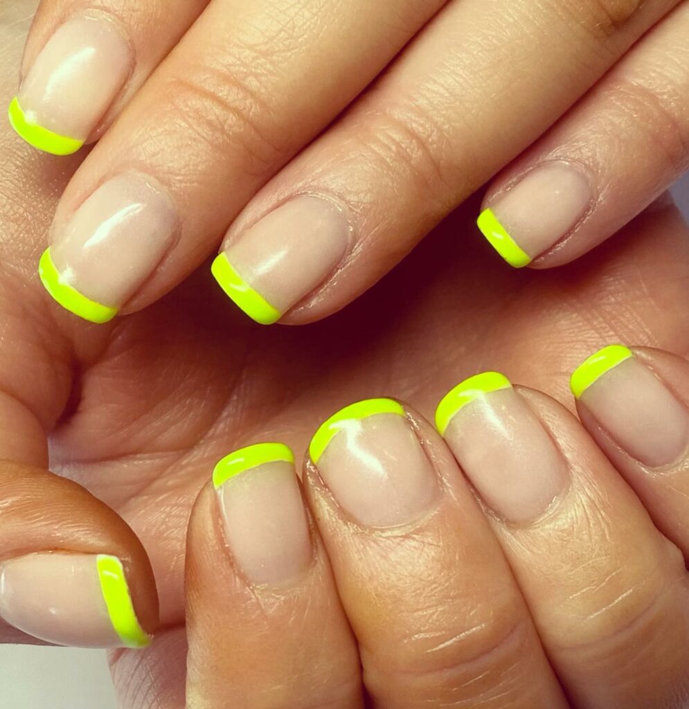 Neon Green French Tip Nails