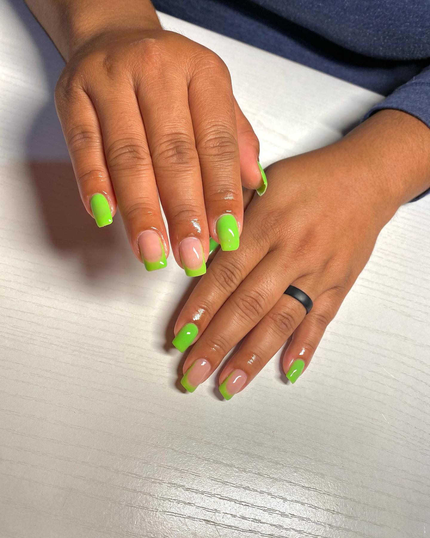 Neon Green French Tip Nails