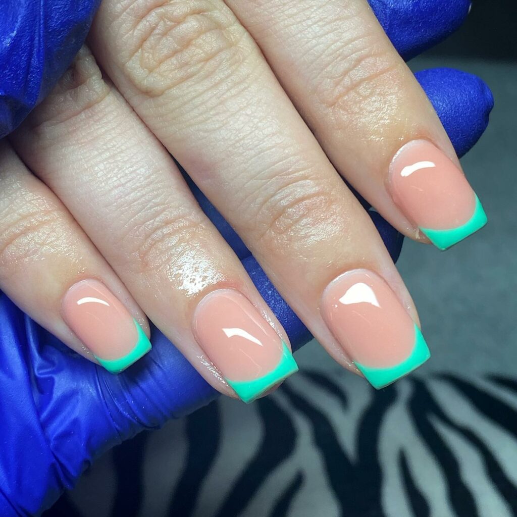 Neon Green French Tip Nails