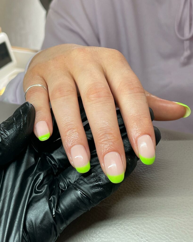 Neon Green French Tip Nails