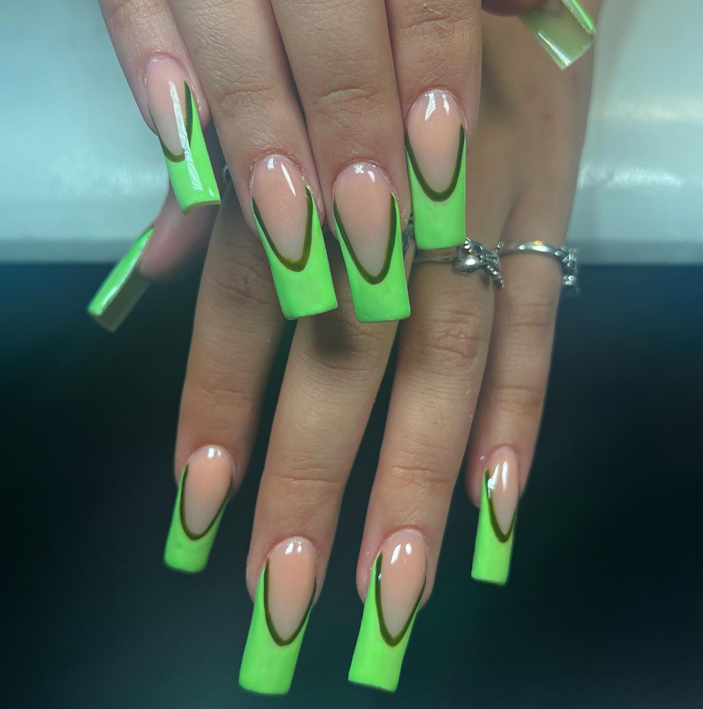 33+ Beautiful Designs For Neon Green French Tip Nails - Nail Designs Daily