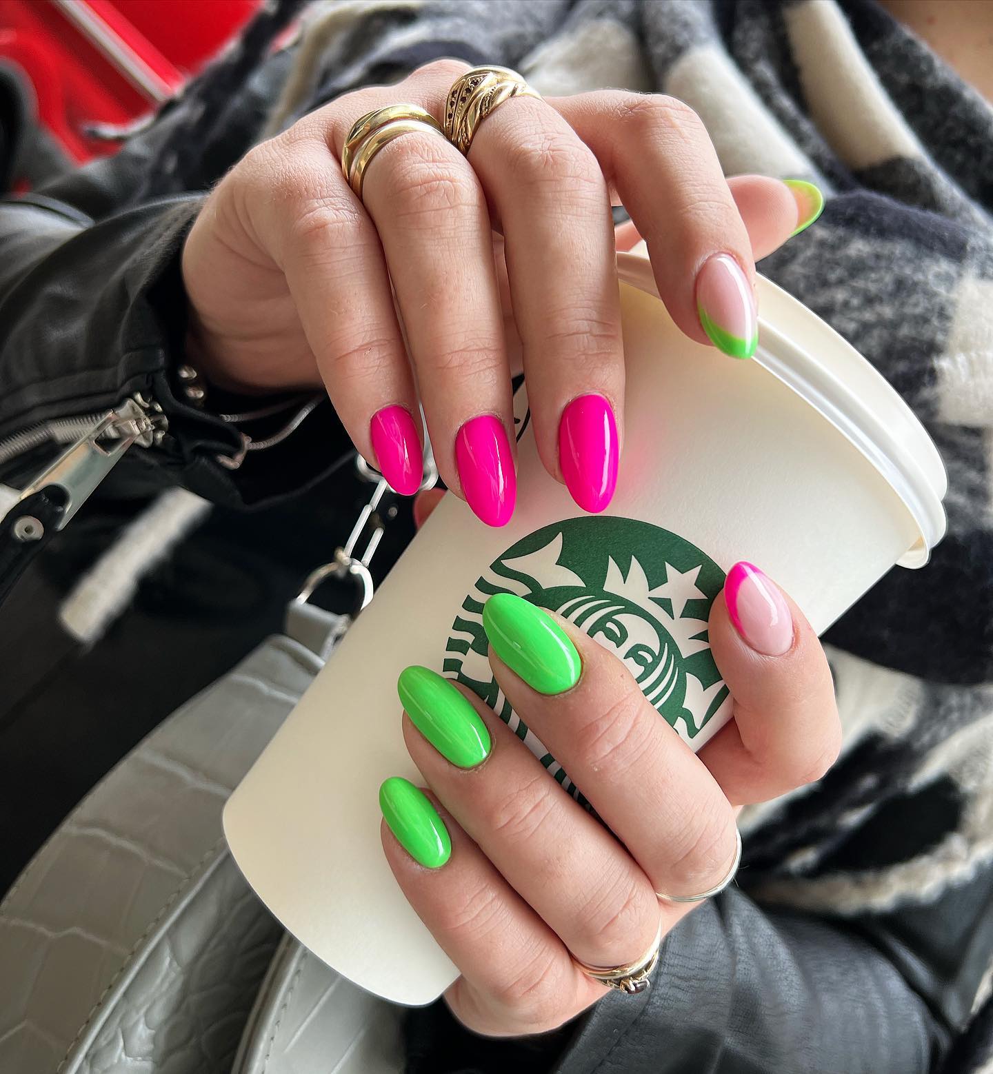 pink neon nails