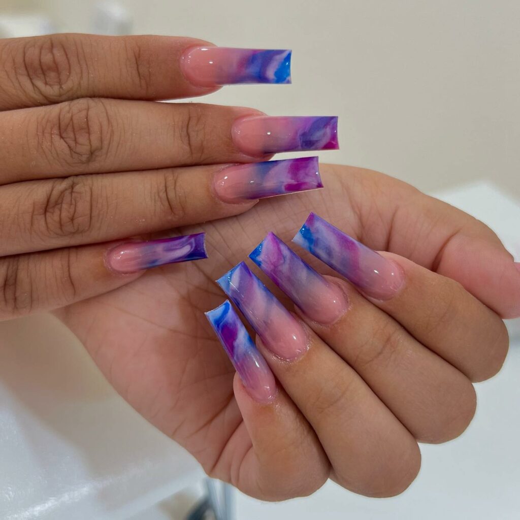 Purple Marble Nails