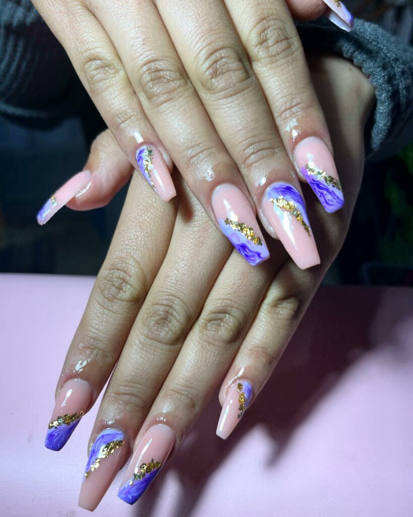 Purple Marble Nails