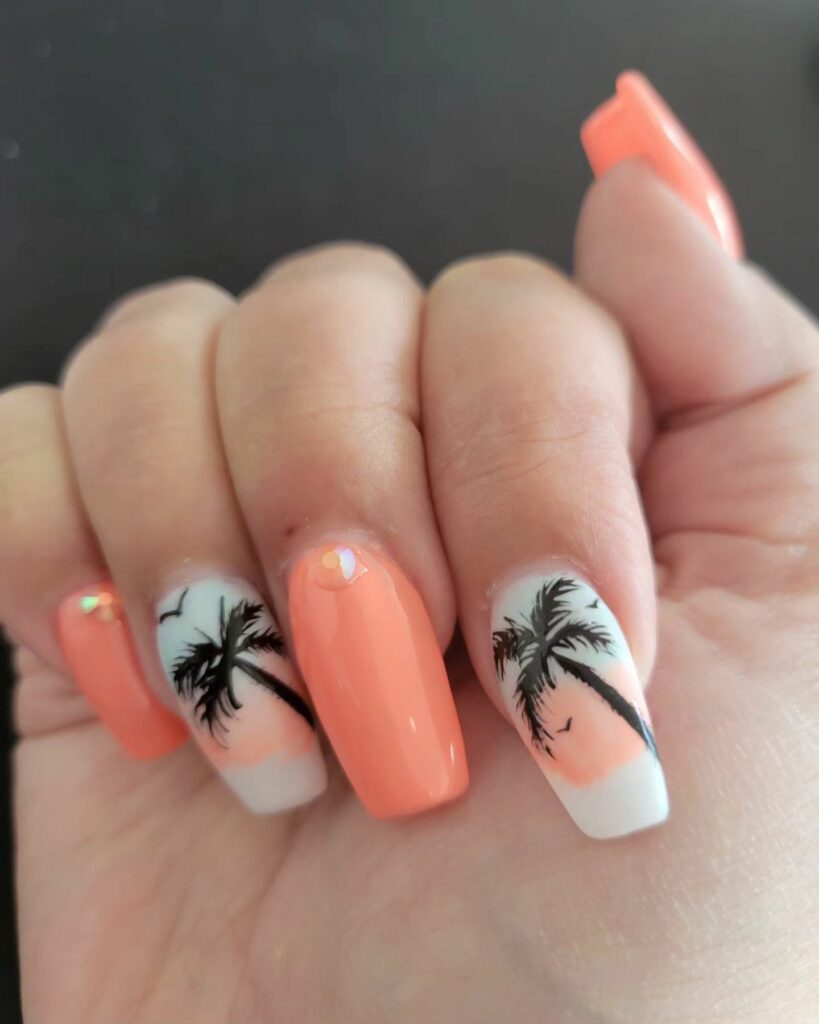 Summer Coral Nails