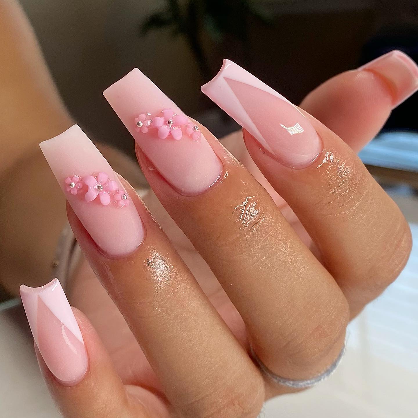 light pink coffin nails