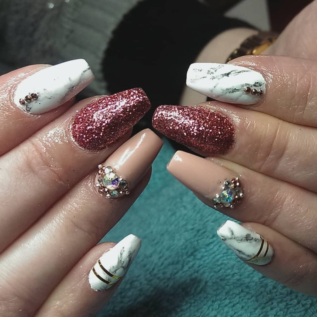 Coffin Glitter Nails