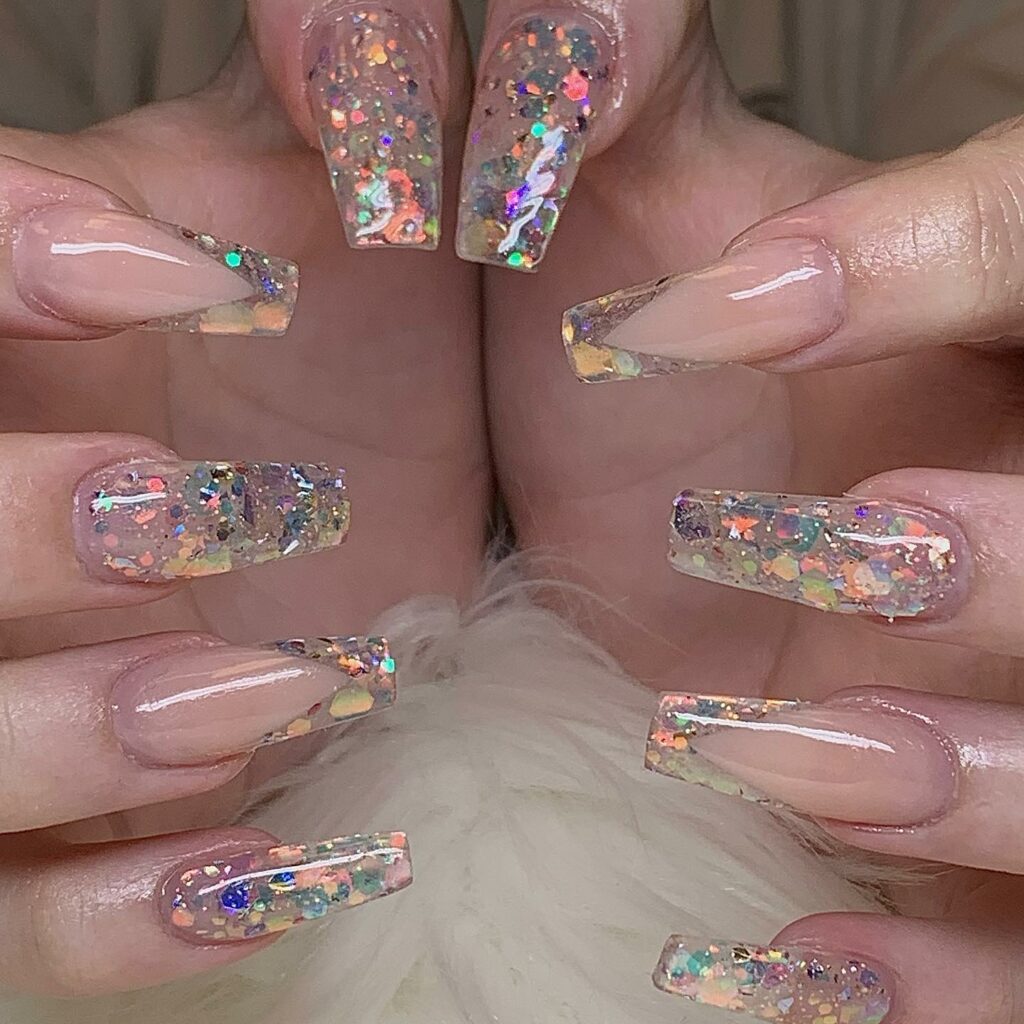 Coffin Glitter Nails