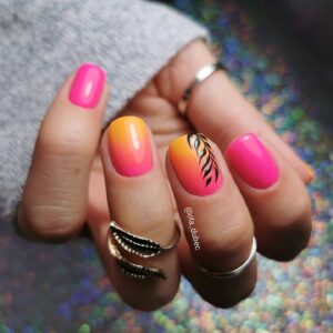 pink orange ombre nails