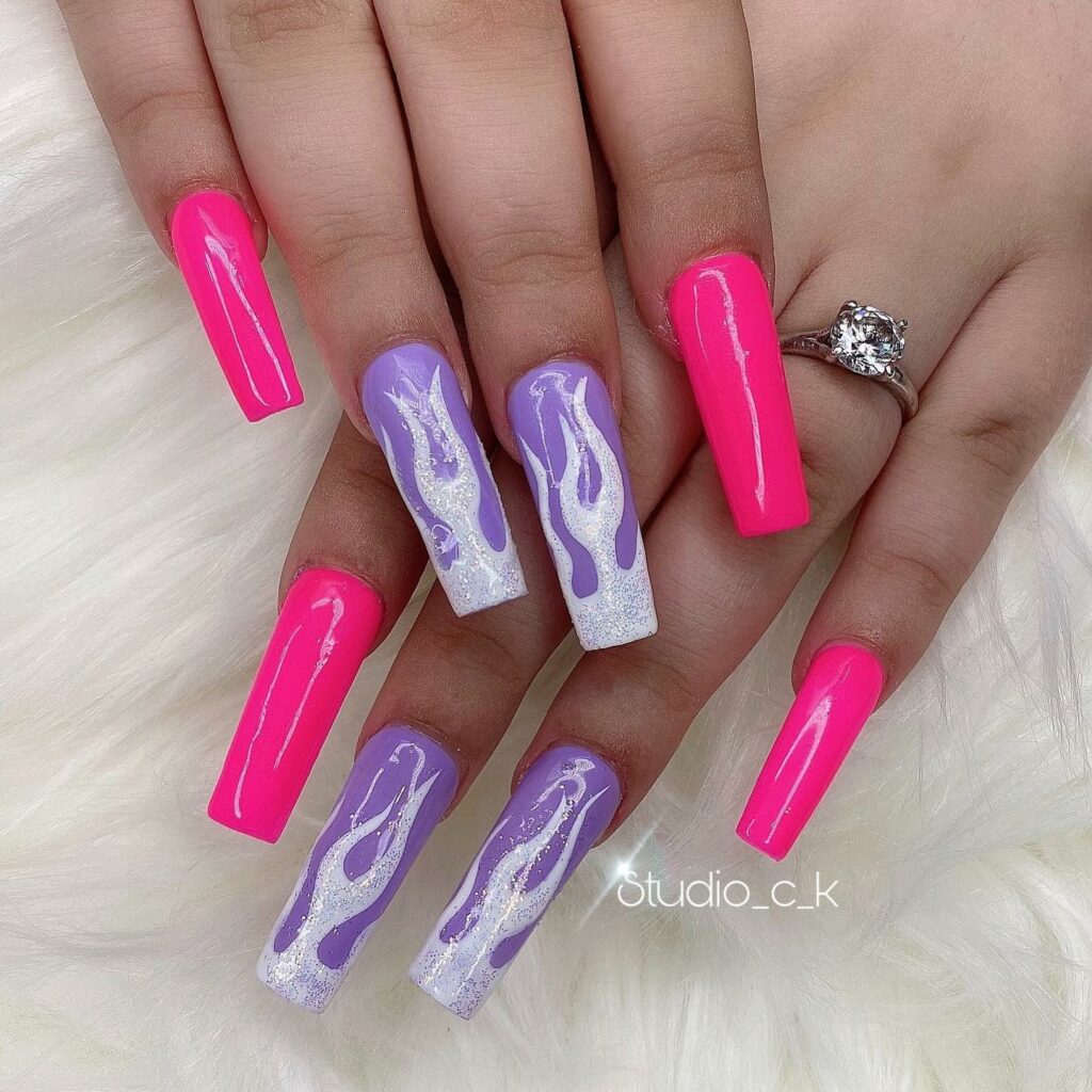 Pink and Purple Nails