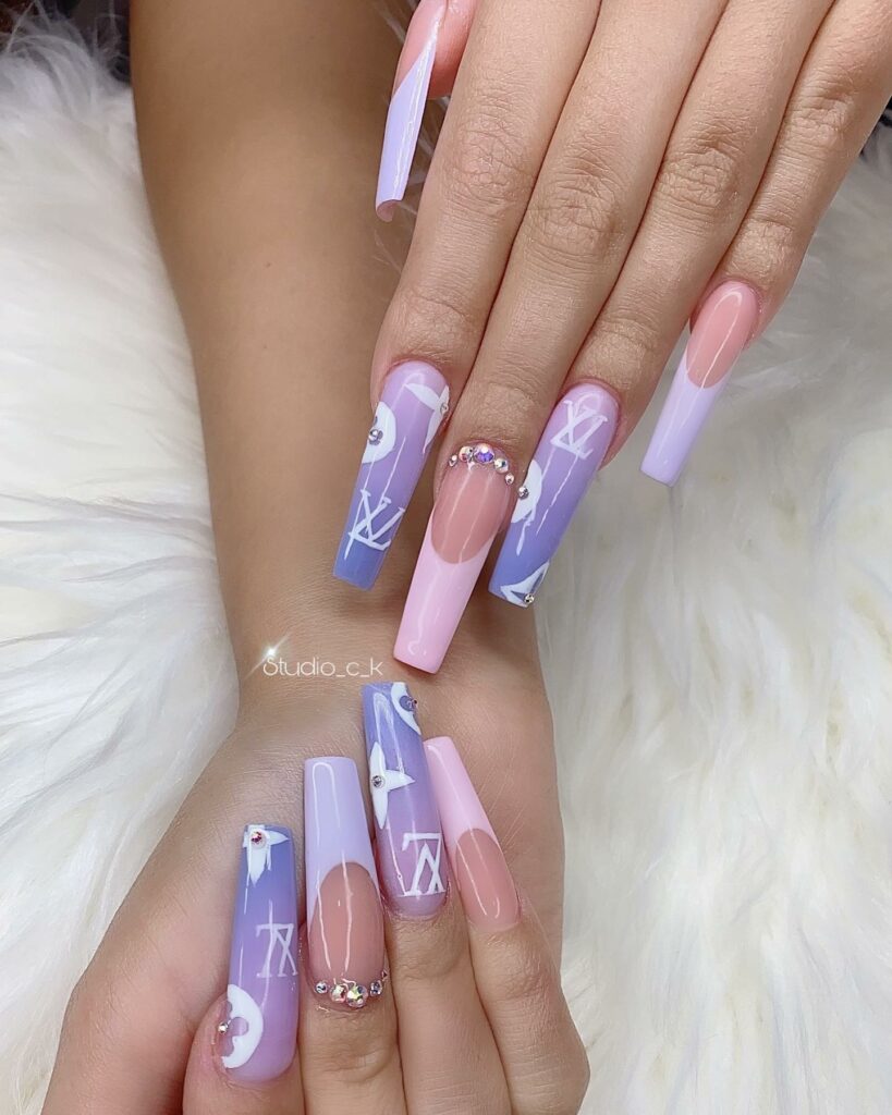 Pink and Purple Nails