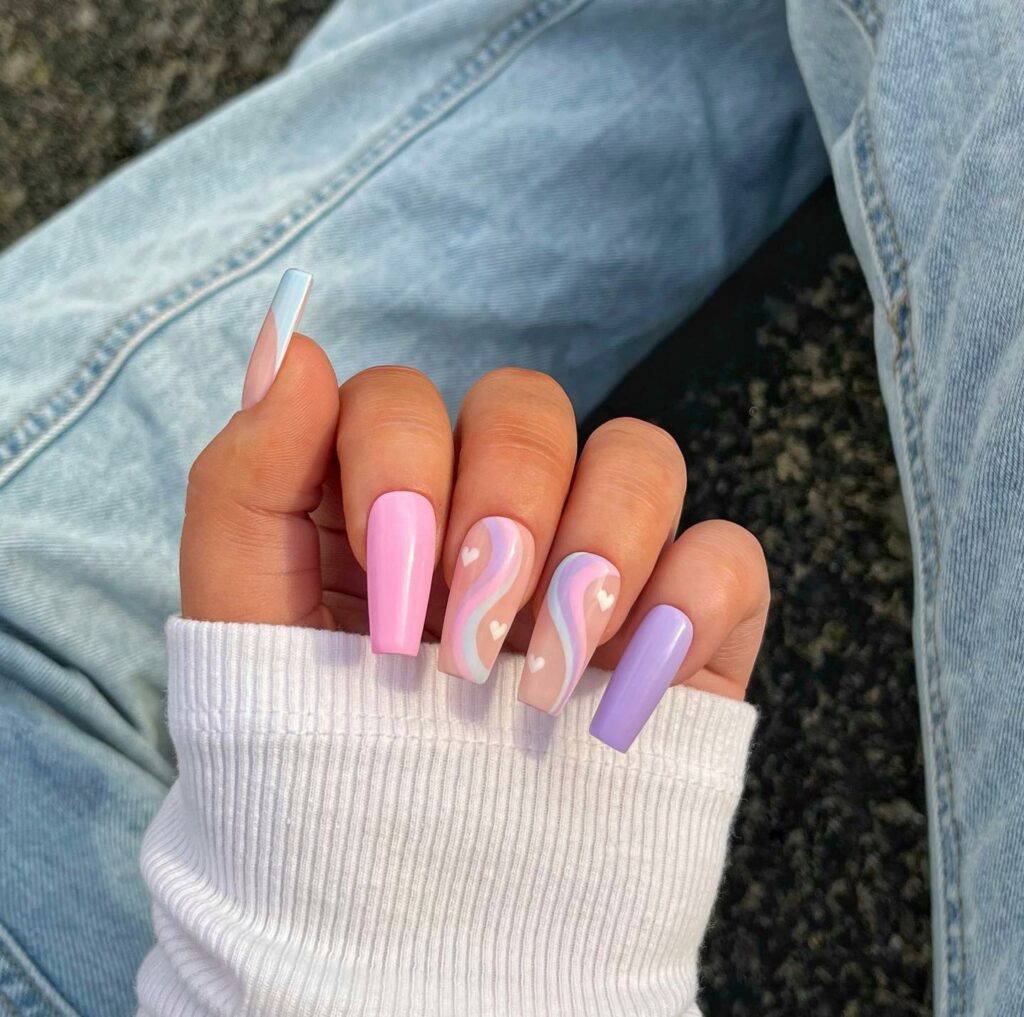 Pink and Purple Nails